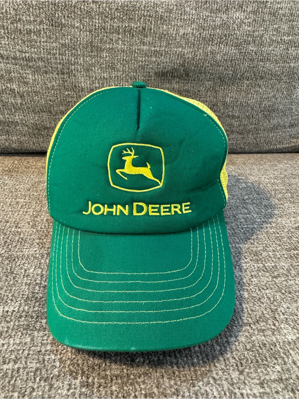 John Deere Vintage Trucker Hat Green /Yellow Embroidered Logo Francis Group